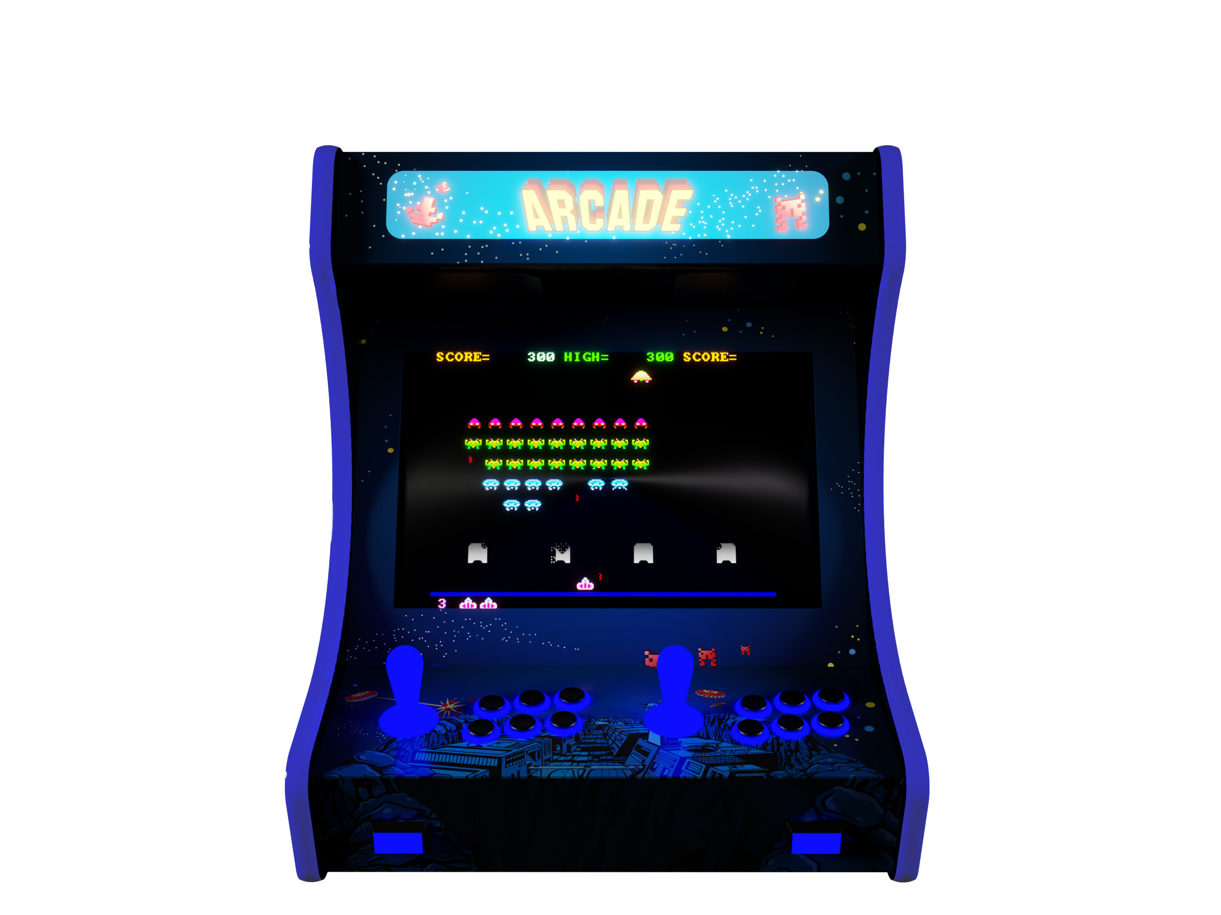 Arcade Invaders Blue B19J T