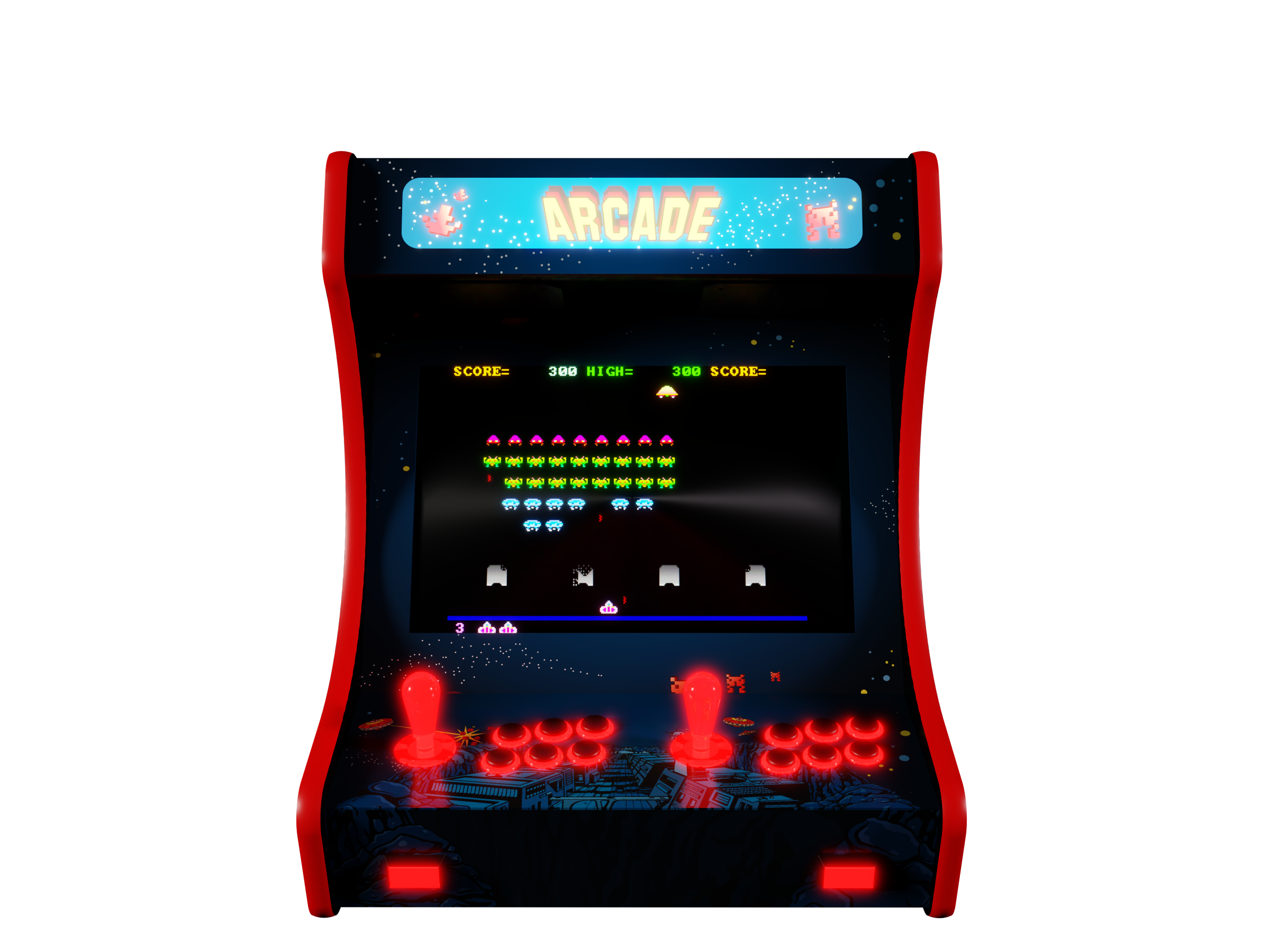 Arcade Invaders Red B19J T
